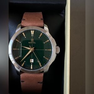 Martel Le Pont Green 42mm brown leather strap men’s watch